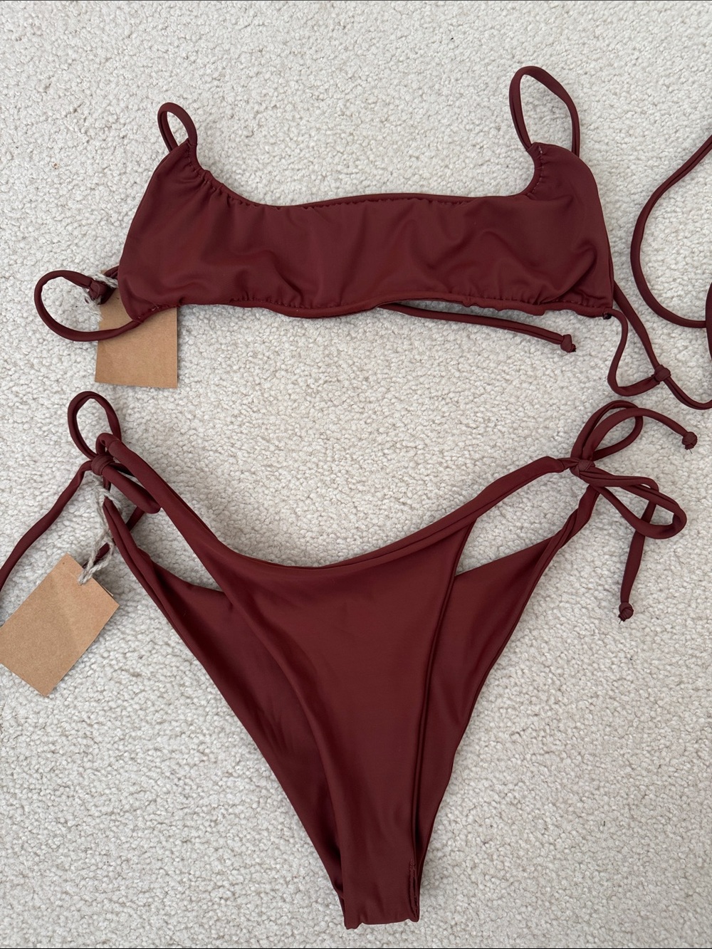 Women’s Tie-Side Bikini Set in Brown